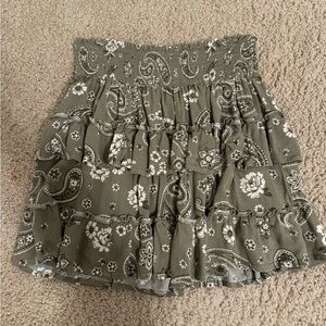 Green Floral Paisley Women's Skirt